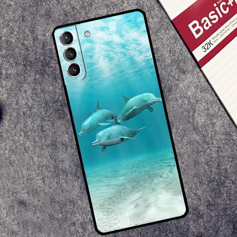 Ocean Dolphin Case For Samsung Galaxy S24 S23 S22 S21 Ultra Plus Note 10 Note 20 S8 S9 S10 S20 FE Cover
