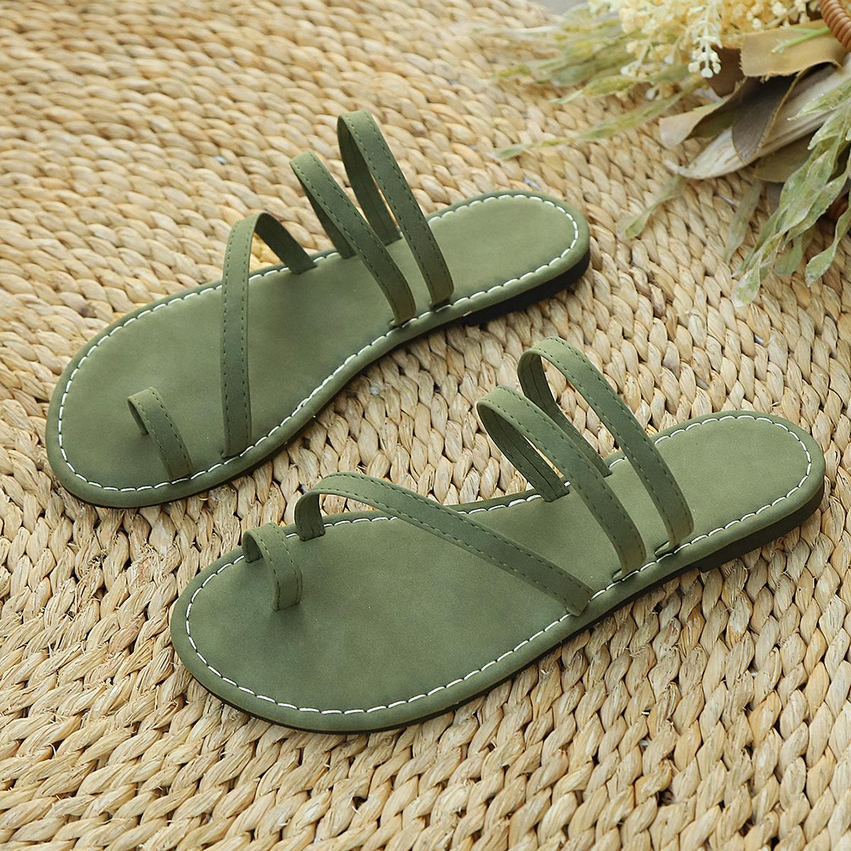 Sandals for Women, New Style Shoes, Flat Heel Shoes, Casual Slippers 35 зелёный