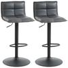 Set of Two Modern Faux Leather Bar Stools - Dark Grey