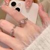 Kpop Y2K Pink Heart Opal Rings for Women Korean Fashion Cross Star Opening Finger Ring Sweet Girls Party Jewelry Gifts