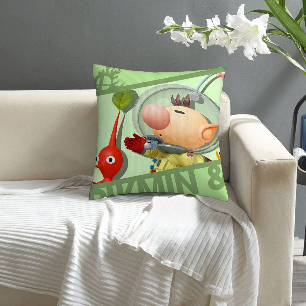 Cartoon P-PIKMINS Pillow Case Sofa Decorative Home Double-sided Print Plush Square Throw Pillow Covers Cushion Decor Cover