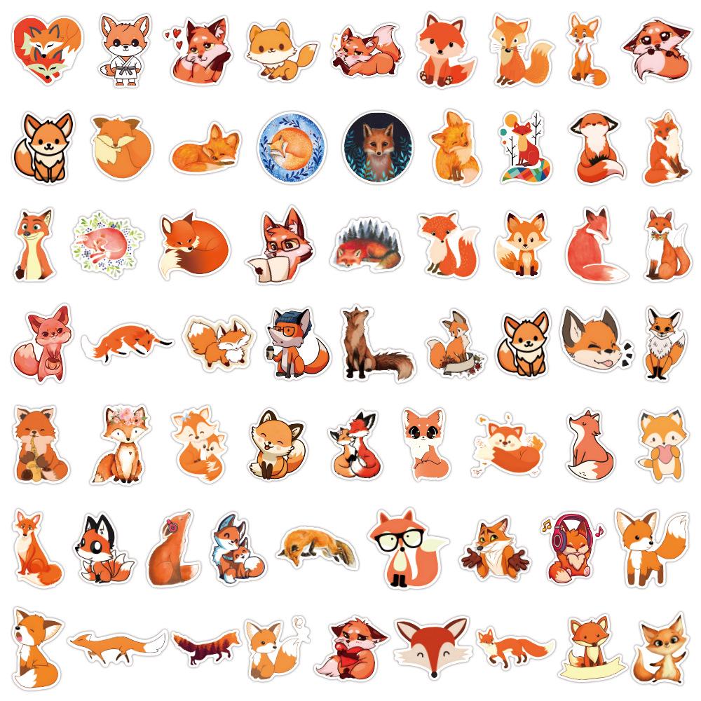 

60-Piece Cute Fox Cartoon Stickers for Planners, Water Bottles, and Computers - Waterproof Decoration Set