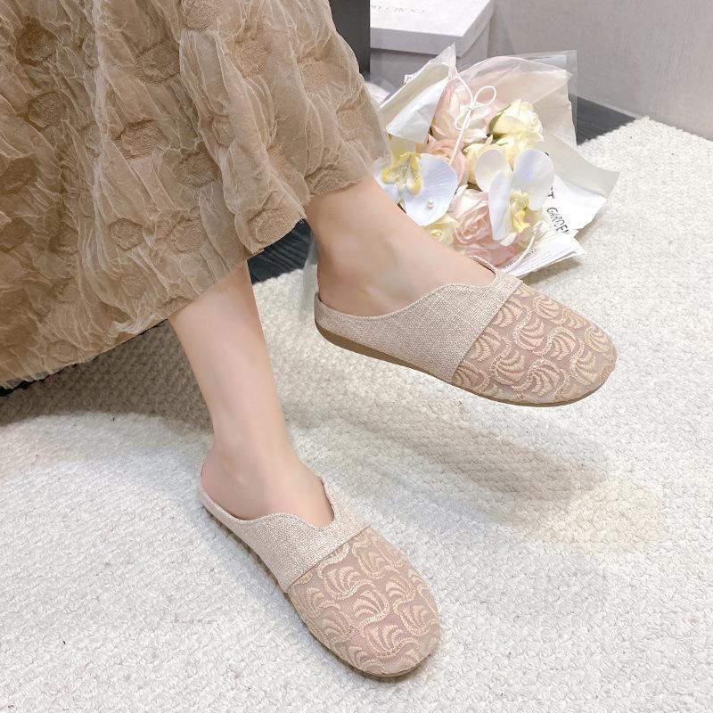Faule Fischer Schuhe Tasche Kopf Halbschuhe Damen Sommerbekleidung flache Leinen Ein-Pedal Büro Ersatz coole Hausschuhe