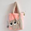Handbag Cartoon Cat Shoulder Bag Large Capacity Furry Tote Bag Lightweight Plush Bag  Autumn Winter