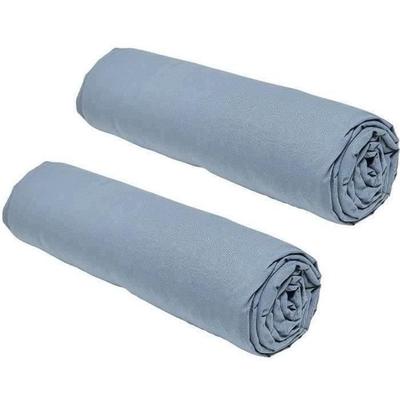 Set aus 2 Spannbettlaken TODAY Essential - 140 x 190 cm - 2 Personen - 100% Baumwolle - Denim