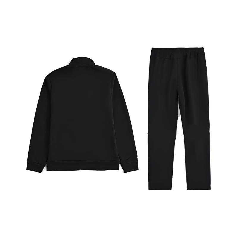 Li Ning Plain Logo Print Fashion Training Fleece Stand Collar Cardigan Sweatshirt Casual Sports Suit Unisex Sweatshirt Black AWDTE83-1+AYKU703-1