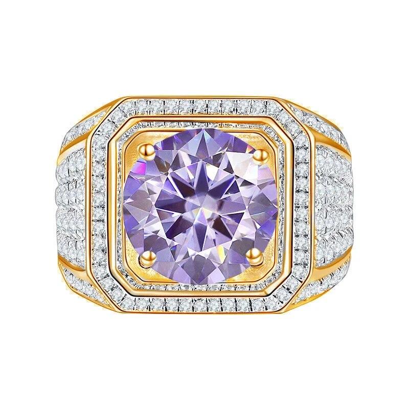 Bague Ringen Súprava zo sterlingového striebra S925 s 2CT moissanitom Nový kreatívny dominantný pánsky hviezdicový prsteň