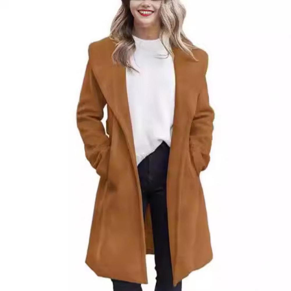 

New Fashionable Coat with A Large Collar and Front Open Long Jacket S серый