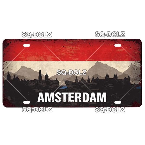 [SQ-DGLZ] Famous City License Plate Metal Sign Vintage Plaque Country Tin Sign Wall Decor Bar Decor Travel Poster