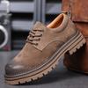 Fashion High Quality British Style Men's Leather Lace Up Work Shoes, Spring and Autumn Fashion Classic Thick Soled Big Toe Leather Shoes