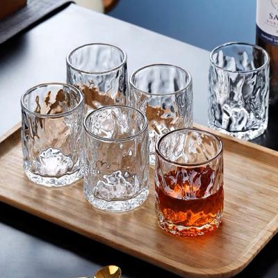 210ml Japanese Style Whiskey Wine Glass Handmade Ripple Milk Juice Mug Ice Beer Cup Glass Vertical Striped Water Cocktail Cup