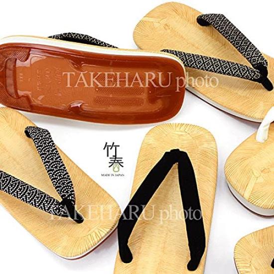 Takeharu Geta Gul Chiba Godisgummi och Svamp Storlek L Svarta Japansktillverkade Sandaler, Mönster, Sula, Herr, Sulor, (Standard),