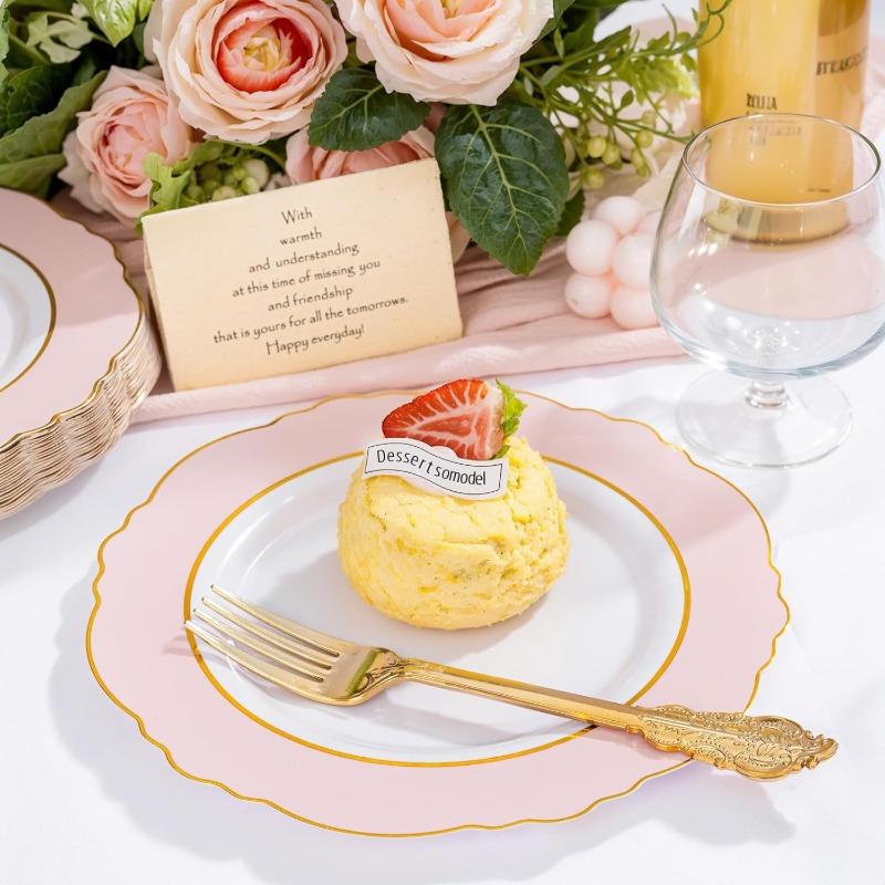 Pink Dessert Plates Baroque Pink AmpWhite Disposable Dessert Appetizer Small Cute Cake Plates for Upscale Parties