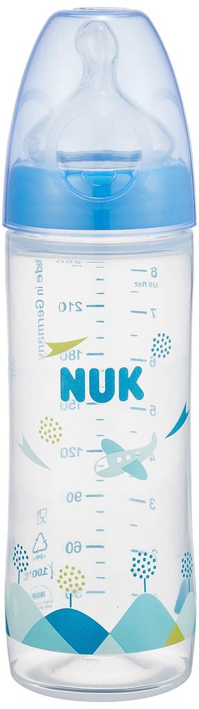 NUK Premium Choice Baby Bottle, Airplane, 250ml, for Ages 0+ Months, Wide Mouth, Slim Design, Easy Grip, Made In Germany, FDNK03208151