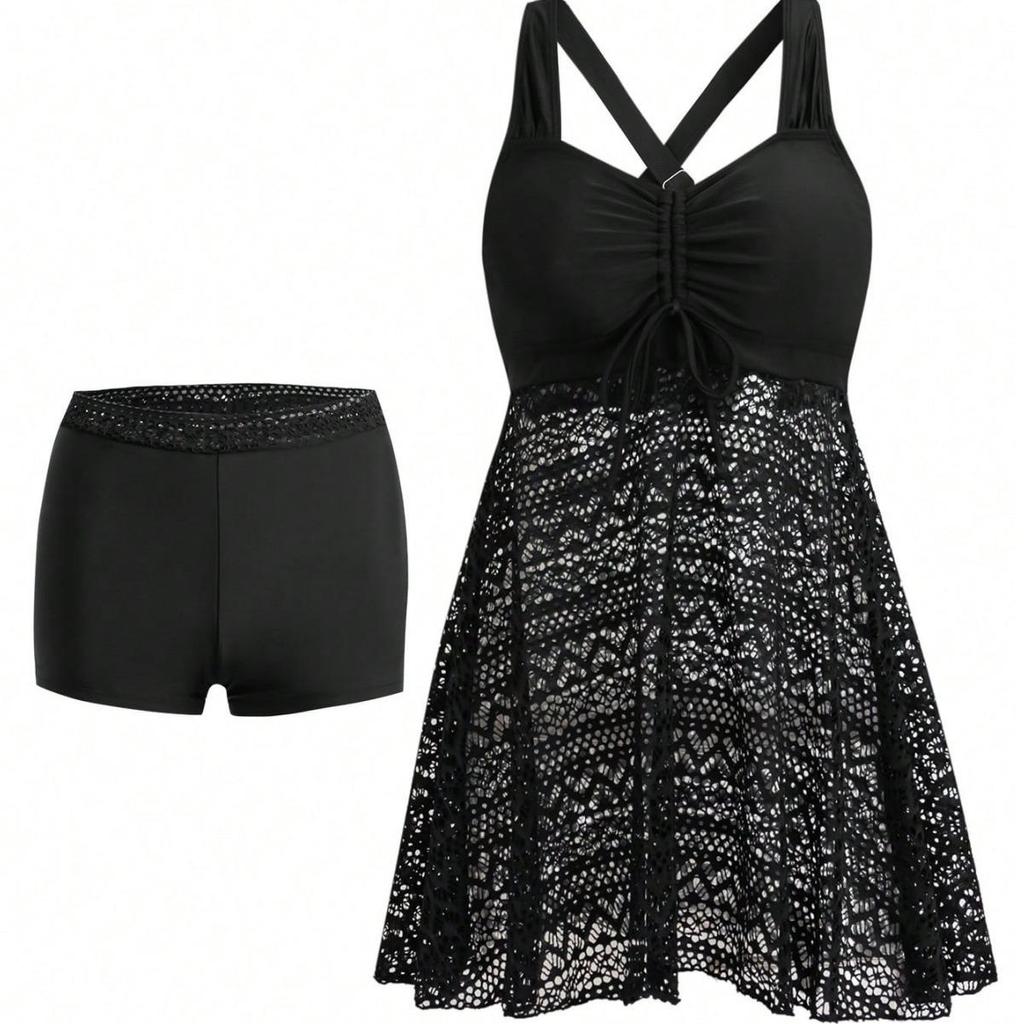 Women's Tummy Control Summer Swimwear: Two-Piece Halter Tankini Skirt