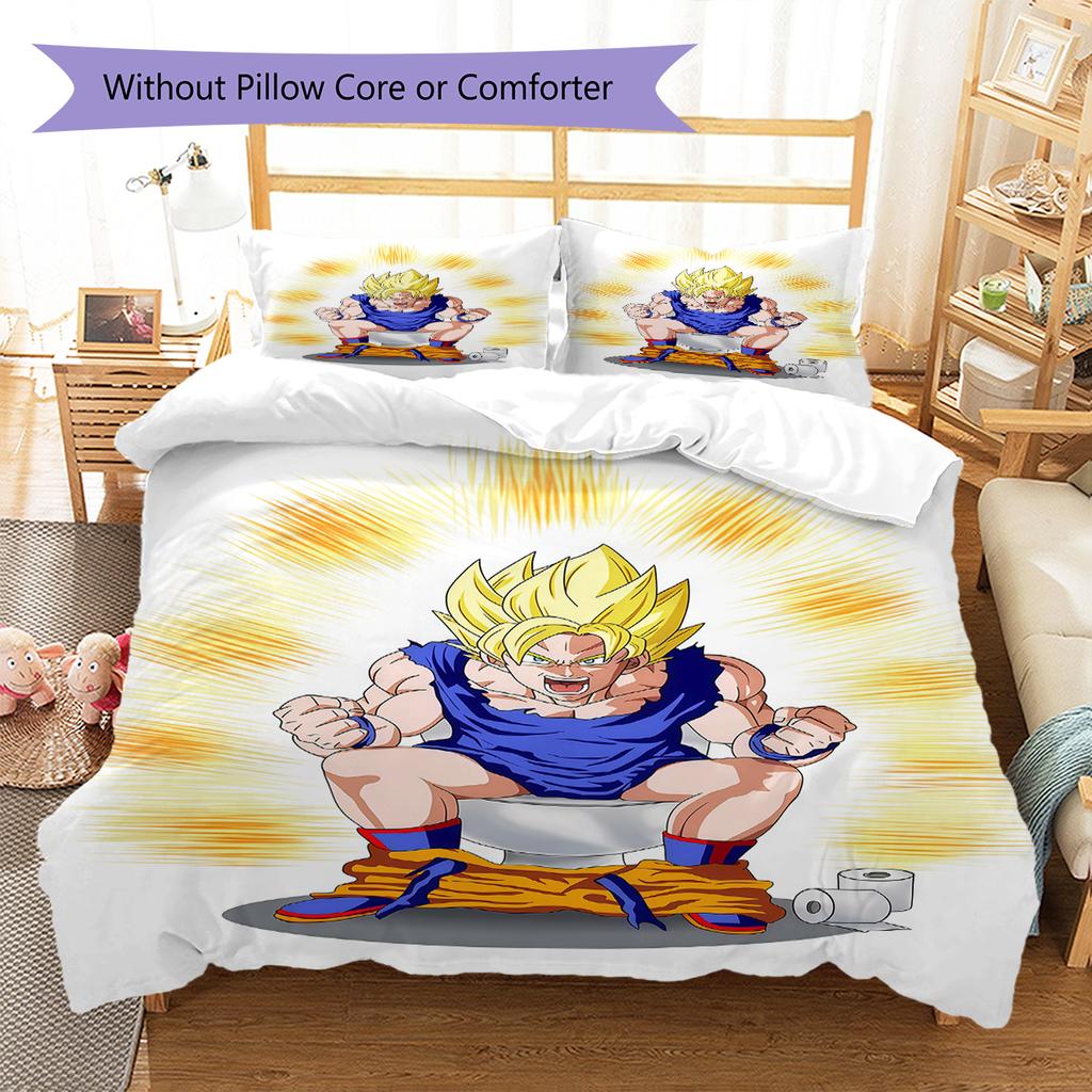 Biancheria da letto con motivo Son Goku, Set piumone Copripiumone Federa Regalo di compleanno per la casa (1 * copripiumino + 2 * federa, senza nucleo)
