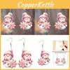 Christmas Theme Cute Cartoon Pink Hat Scarf Snowman Pattern Earrings Women