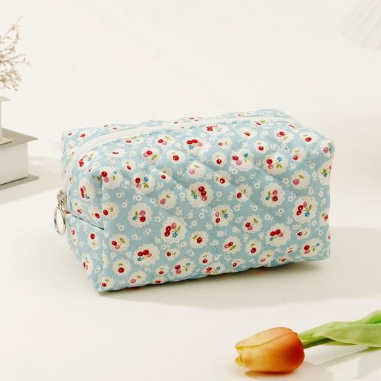 Cute Cherry Makeup Pouch Small Quilted Cosmetic Organizer Aesthetic Puffy Travel Toiletry Bag Cotton Pencil Purse with Zipper for Women Girls