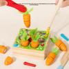 Pulling And Wooden Cutting Carrot Insect Catching Game Children Puzzle Toy