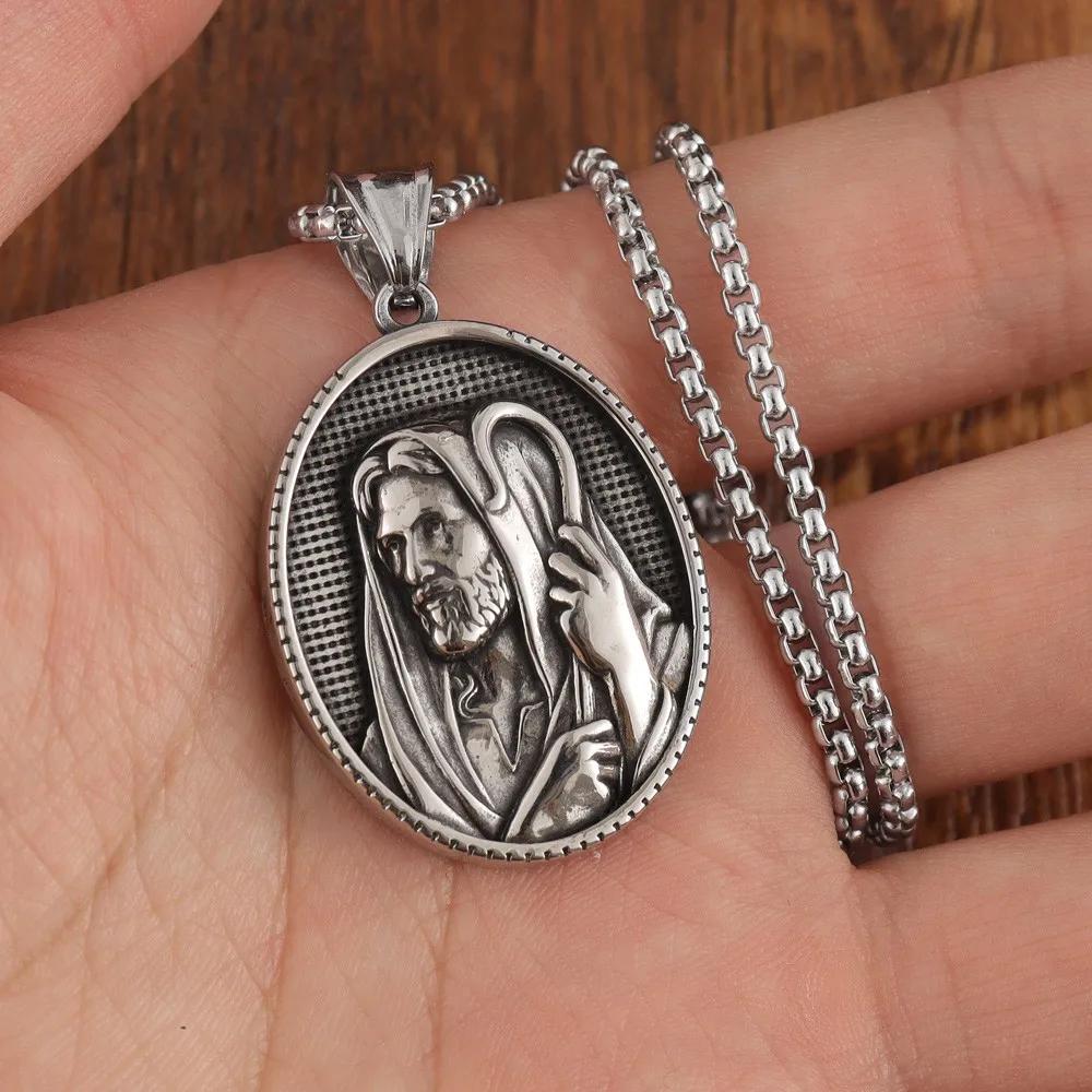 Vintage St. Christopher Medal Pendant Charm Men's Necklace Fashion Christmas Valentine's Day Gift Protector Jewelry Accessories