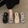 Thick-soled Muffin Heightening Small Man Belt Buckle Sandals Women's 2025 Summer Outer Season Fashion Design Sense Niche Slippers