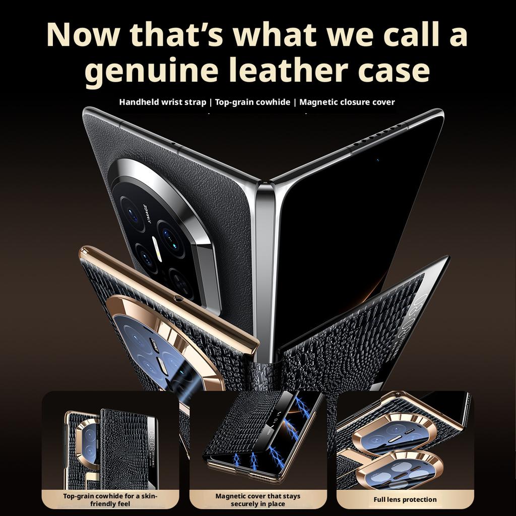 Wristband Ring Case For Huawei Mate X7 X6 X5 Premium Luxury Genuine Leather Magnetic Flip Smart Window Full Protection Cover