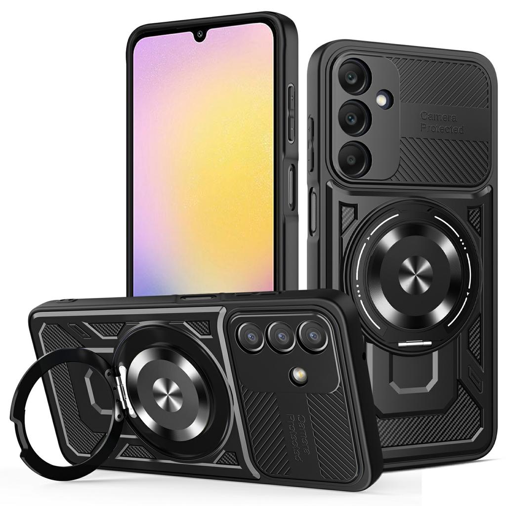 Pro Samsung Galaxy A25 5G (Globální) (161,0 x 76,5 x 8,3 mm) Magnetické pouzdro Otočný stojánek TPU+PC Kryt na telefon