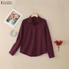 ZANZEA Women Casual Turn Down Collar Loose Long Sleeve Blouse