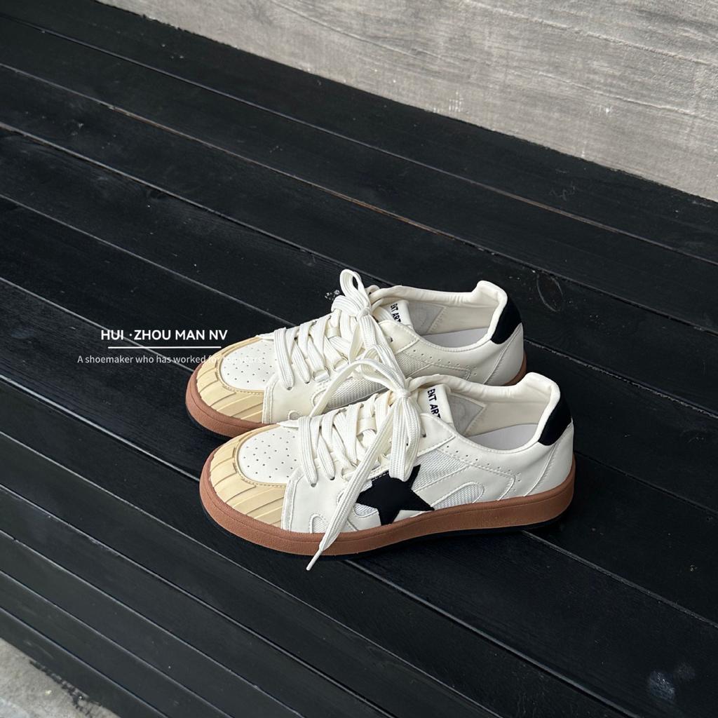 Spot~ 2025 New Little White Shoes Female Stars Retro Old Little Dirty Shoes Color Matching Casual Shoes German Training Shoes Tide
