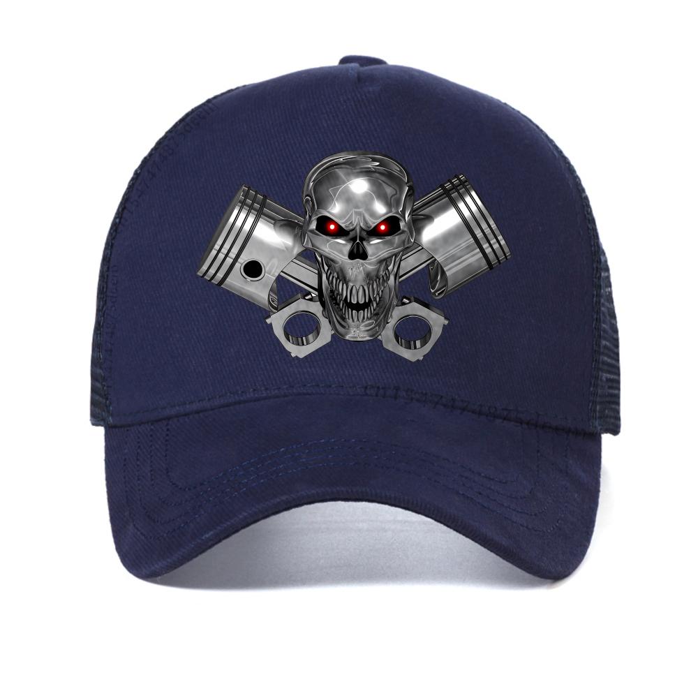 Creative Printing Steel Mechanical Skull Hat Cool Motorcycle Engine Piston Baseball Cap Adjustable Hats For Man