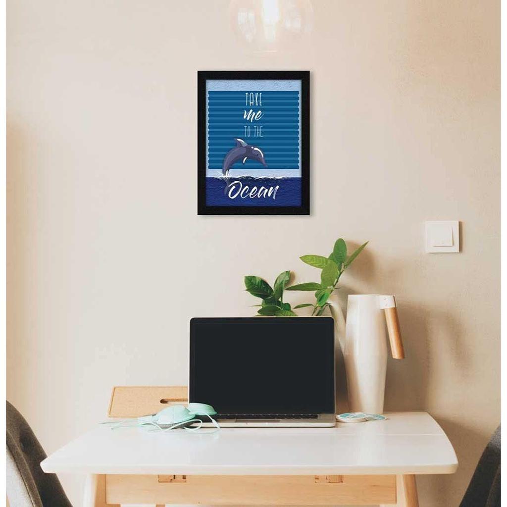 Motivational Quote Take Me To The Ocean Wall Frame Art Painting, Multicolor, Motivational, 10 X 13 Inches, Set of 1