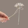 Chinese Style Fan Tassel Hair Stick Pins for Women Luxury Crystal Flower Chopsticks Hanfu Hairpin Hair Ornaments Accessories