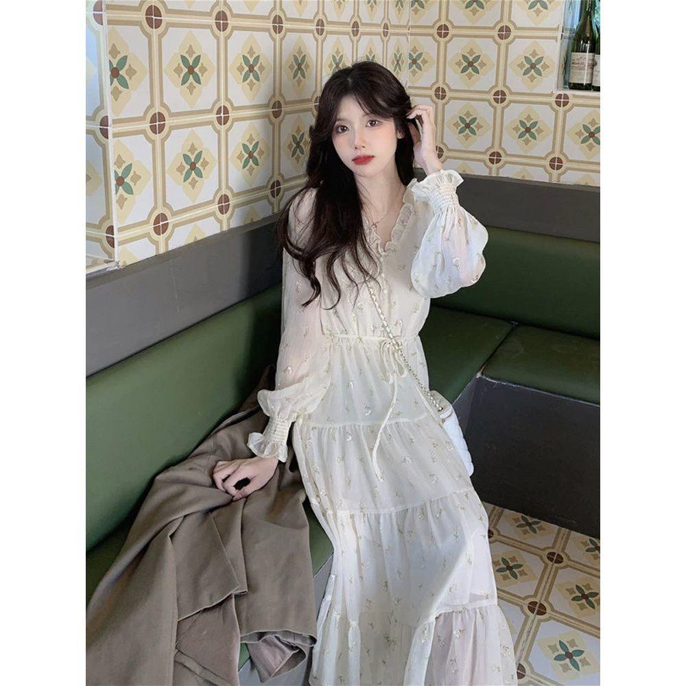 Spring Fairy Long Dress Gentle Chiffon Long Sleeve Dress