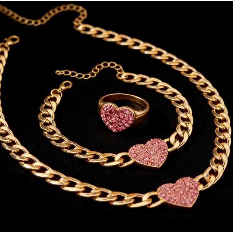 

French love diamond heart shape simple design sense chic fashion multi-piece set design suitable for daily life
