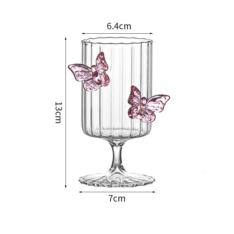 Hohes Borosilikatglas mit vertikalen Streifen für Wein, exklusive Hochzeitsgeschenke, Weingläser mit Schmetterlingsstiel, Barzubehör