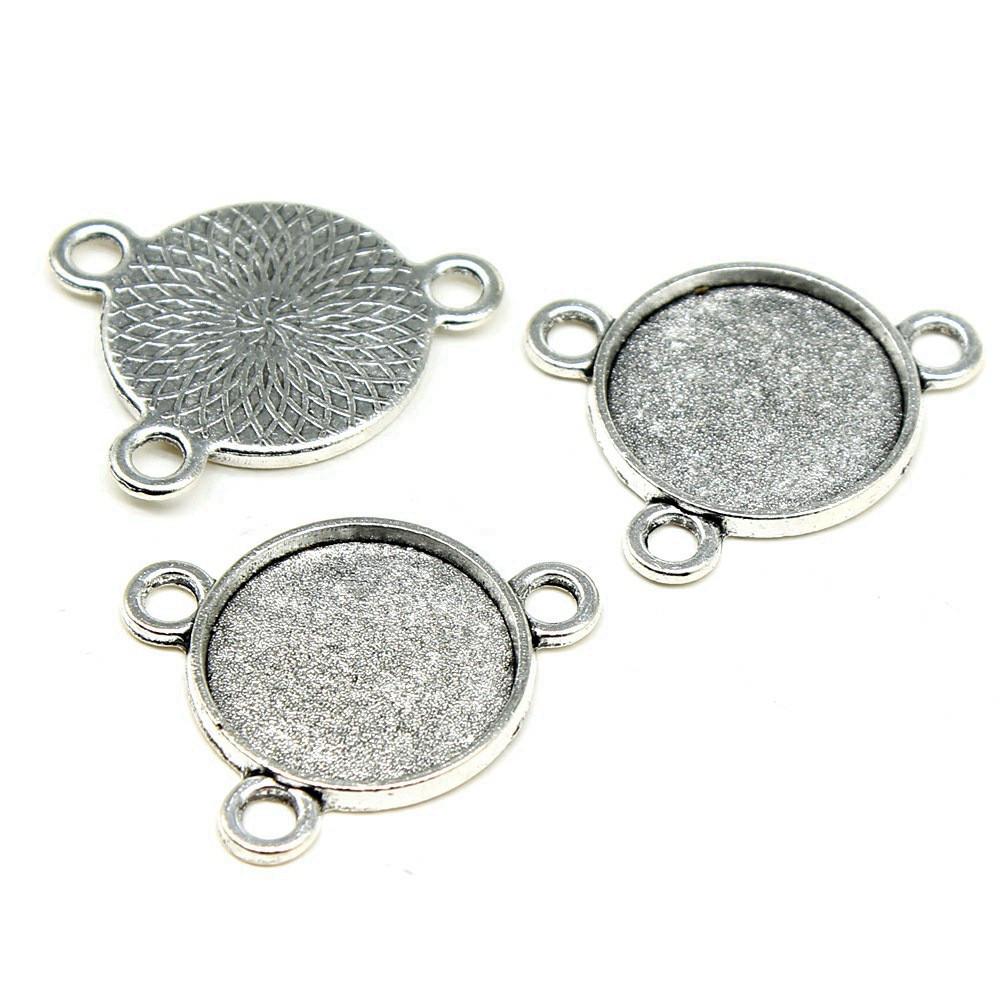 Multi Size Blank Bases Tray Three Loop Bezel Charm Base Connectors For Earrings Making