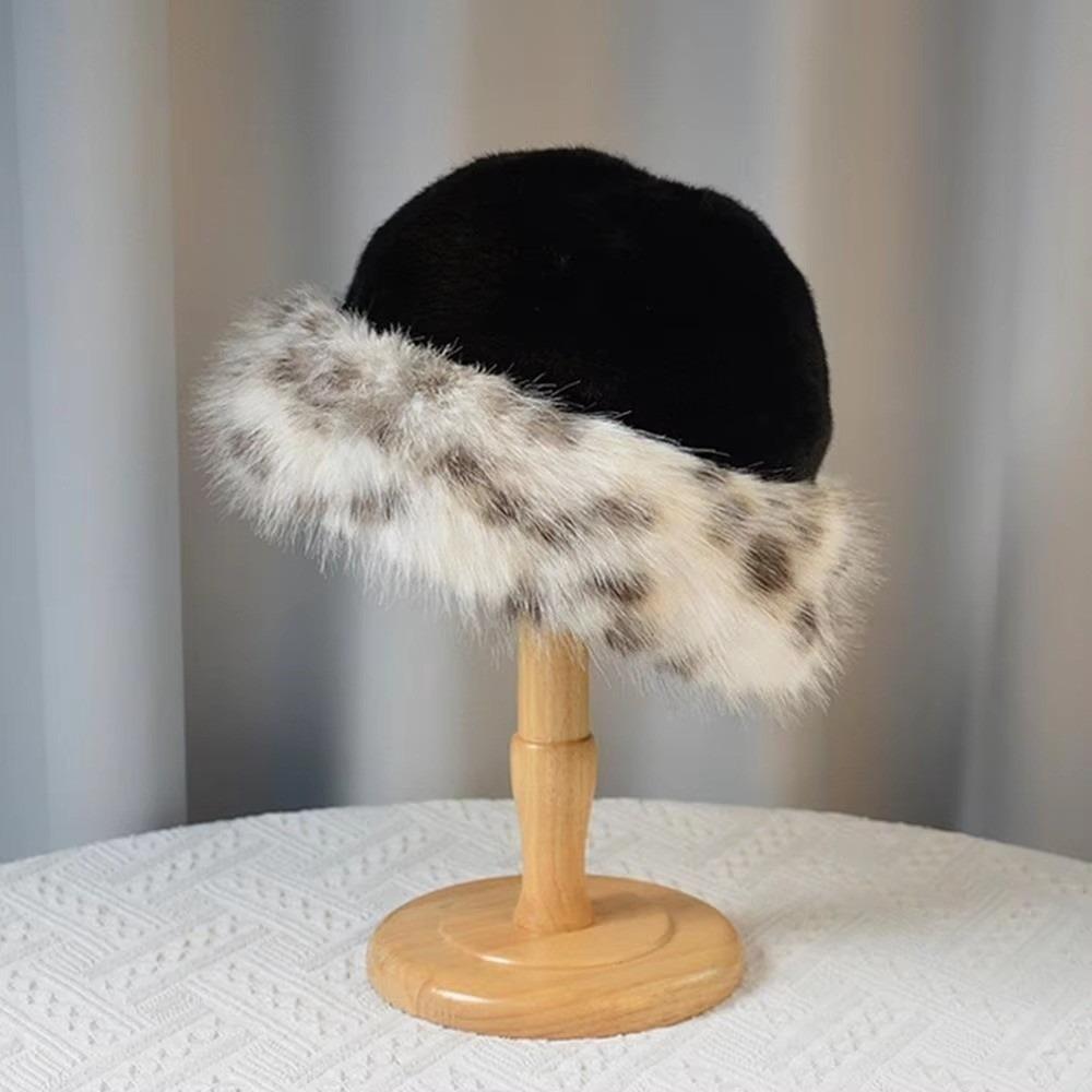 Windproof Faux Fur Bucket Hat Thick Furry Winter Panama Basin Cap Plush Fisherman Hat Winter