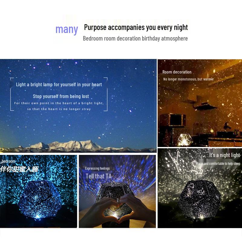Four Seasons Rotating Starry Sky Projector Lamp - Romantic Constellation Night Light