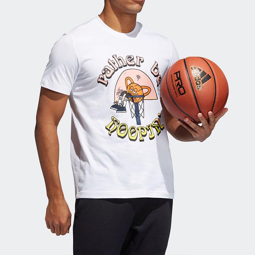 adidas T Shirts Men's White Crew Neck Moderate Straight Fit FS9980