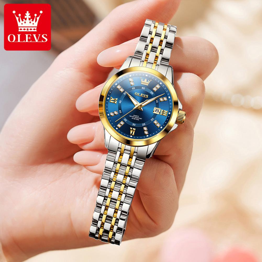OLEVS 3620 Women Watch Luxury Brand Original Quartz Movement Wristwatch Waterproof HD Luminous Double Calendar Watch For Women