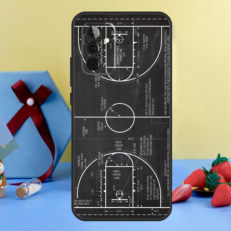 Basketball Court Diagram Case For Samsung Galaxy A26 A16 A36 A56 A15 A35 A55 A14 A34 A54 A12 A32 A52 A13 A33 A53 A17