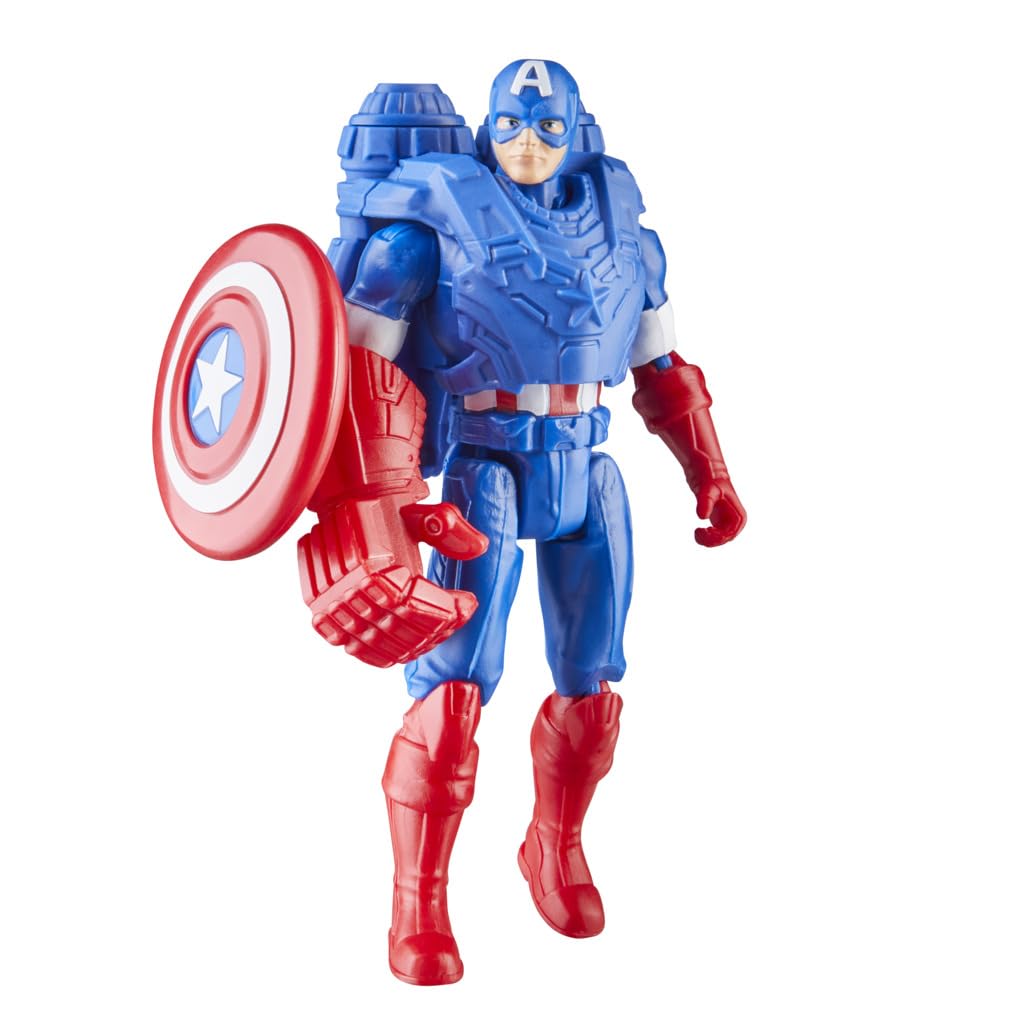 Hasbro Marvel Avengers Epic Hero Series Battle Gear Captain America Action for ages 4 and Superhero Toy Authentic Figure, 4-inch (10 cm) size, up,