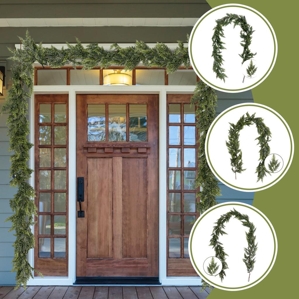 Artificial Simulation Christmas Leaf Cane Soft Feel Needle Vine Door Head Decoration Wall Hanging