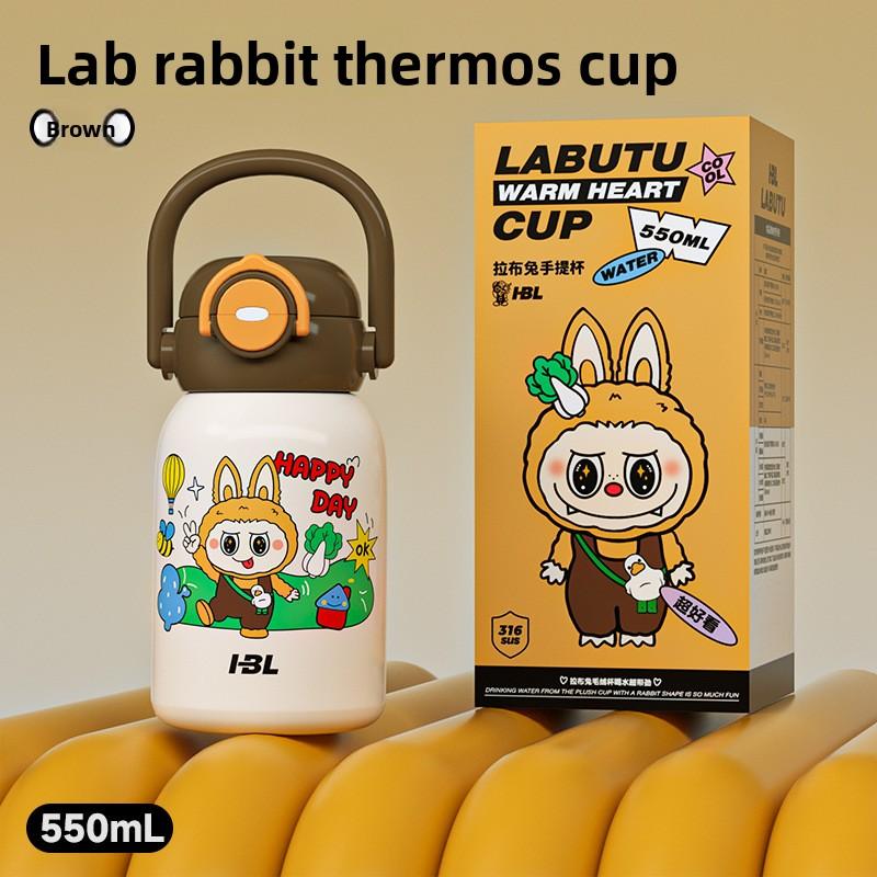 Söt tecknad barntermoskopp Stor kapacitet Högt värde Dubbel drickspipkopp Utomhus bärbar vattenkopp för pojkar och flickor