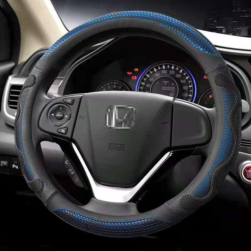 Carbon Fiber Leather 38CM Steering Wheel Covers for Honda Accord City Fit Brio CRV HRV XRV Mobilio Odyssey Accessories