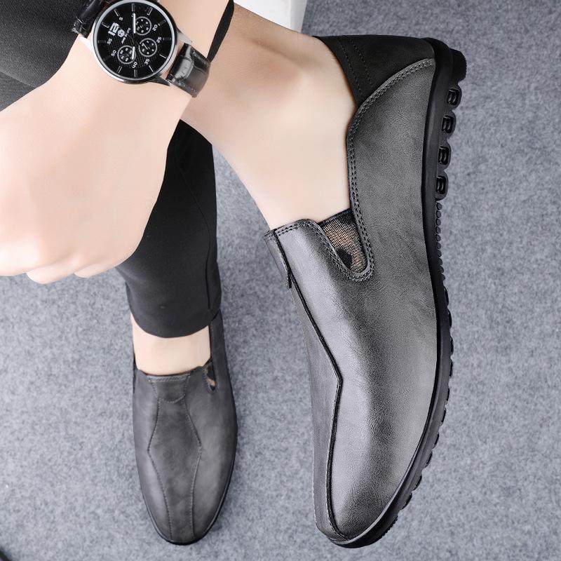 

Doudou shoes men s shoes 2025 summer new light luxury high-end casual leather shoes Korean version soft sole one-pedal lazy shoes 46