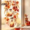 Reusable Window Stickers Fall Thanksgiving Static Clings Autumn Pumpkin Maple Leaf Floral Glass Decals Decals Removable Harvest Season for Home Shop