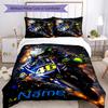 3pcs Custom Name Motorcycle Bedding Set Duvet Cover Closure Includes 1 Duvet Cover & 2 Pillowcases, Soft and Comfortable for All Seasons.