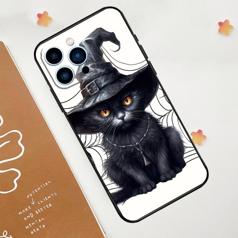 Witch Black Cat Phone Case For iPhone 17 Pro Max 14 13 12 11 15 16 Pro Max Mini 16 Plus 16e 17 Air Funda