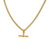 Vintage Fashion Necklace Jewelry Stainless Steel Simple Geometric T-Shape Necklace